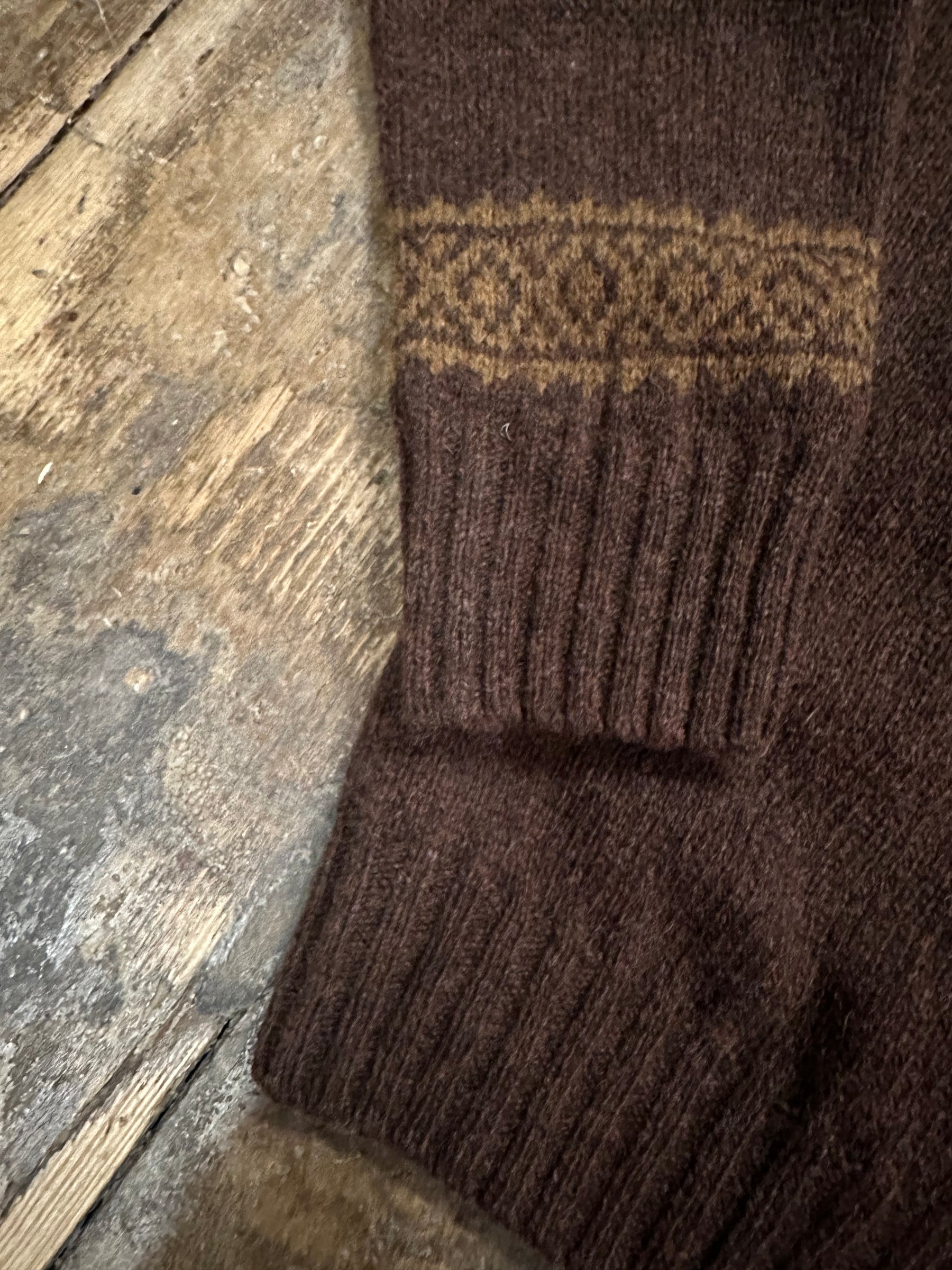 HARLEY OF SCOTLAND M3170/7 Yoke Fairisle Knit - Coffee/Pecan (Excluded From ALL Discount Codes)