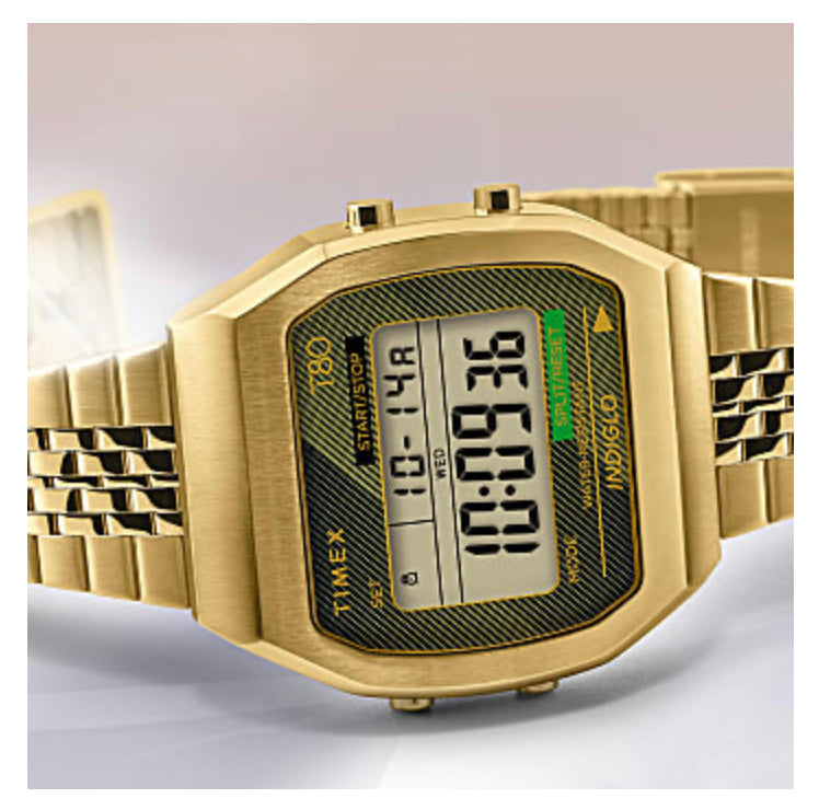 TIMEX T80 Indiglo Stainless Steel 36mm Series - Gold