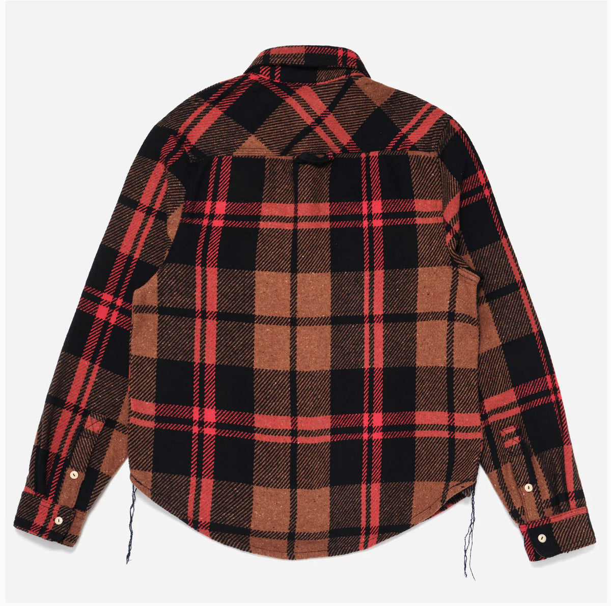DUBBLEWARE Barrington Flannel Shirt - Brown/Navy/Red Check